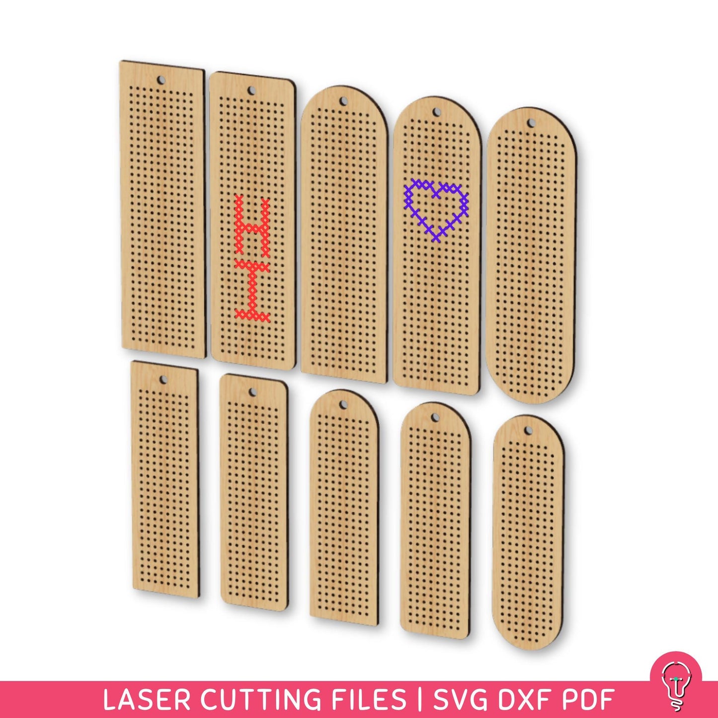Cross stitch Bookmark Bundle SVG Files for Laser Cutting
