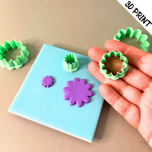 This is a 3D Print file for a Flower shaped cutter - perfect for all sorts of crafts like polymer clay, air dry clay, cookies, ceramics and more. Easy to print and use!