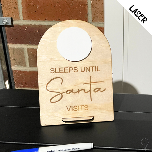 Christmas Countdown Sign SVG Laser Cut Files | Days Until Christmas | Dry Erase Countdown to Santa visits Sign