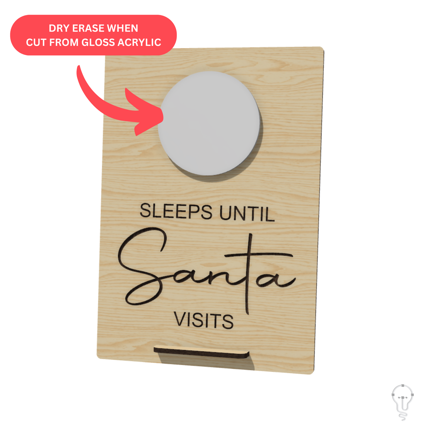 Christmas Countdown Sign SVG Laser Cut Files | Days Until Christmas | Dry Erase Countdown to Santa visits Sign