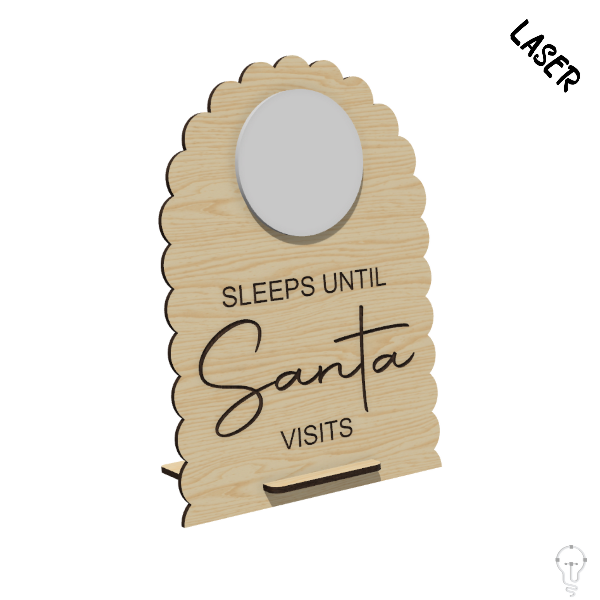 Christmas Countdown Sign SVG Laser Cut Files | Days Until Christmas | Dry Erase Countdown to Santa visits Sign