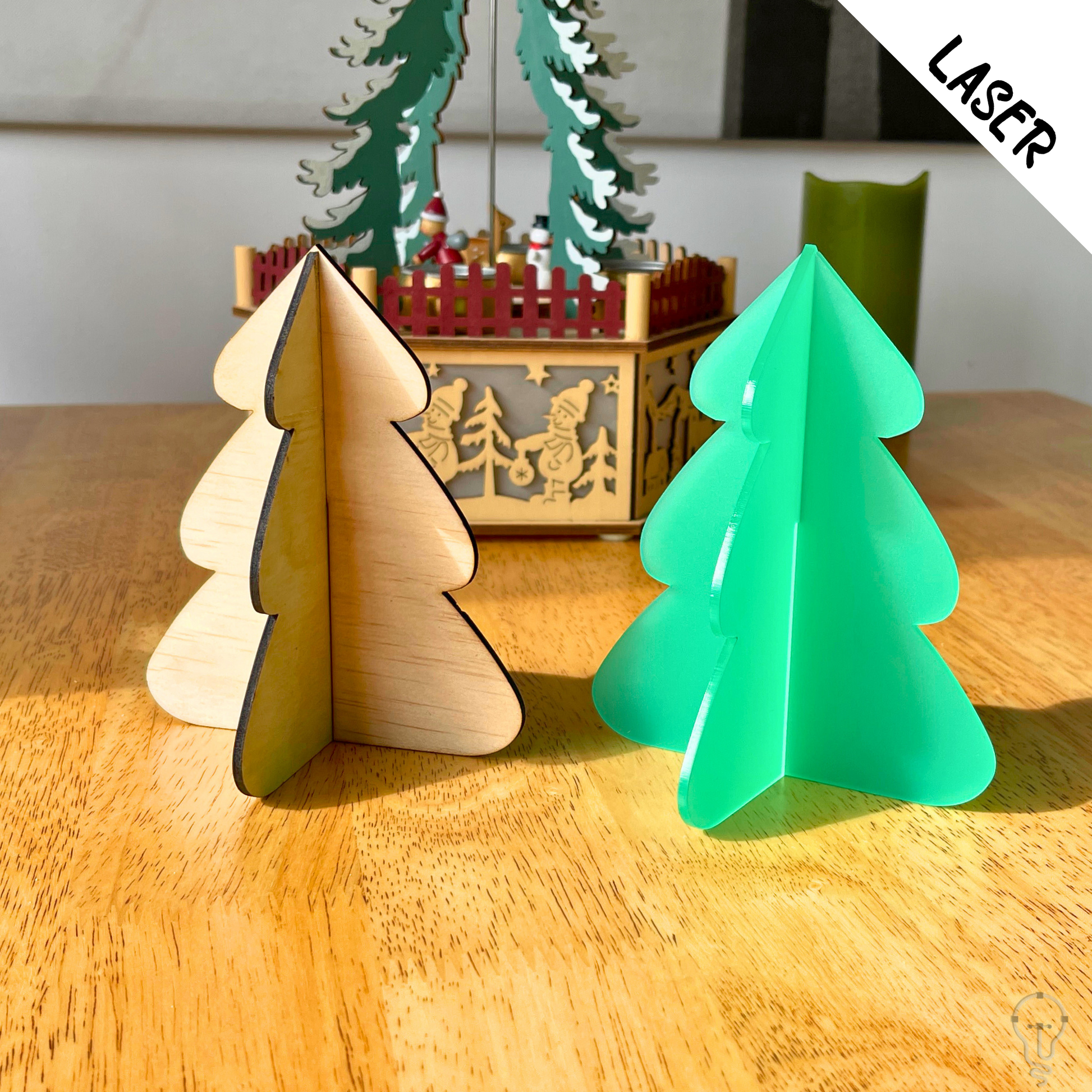 A beautifully designed laser-cut Christmas tree decoration, perfect for adding festive charm to your table, window sill, or mantel.