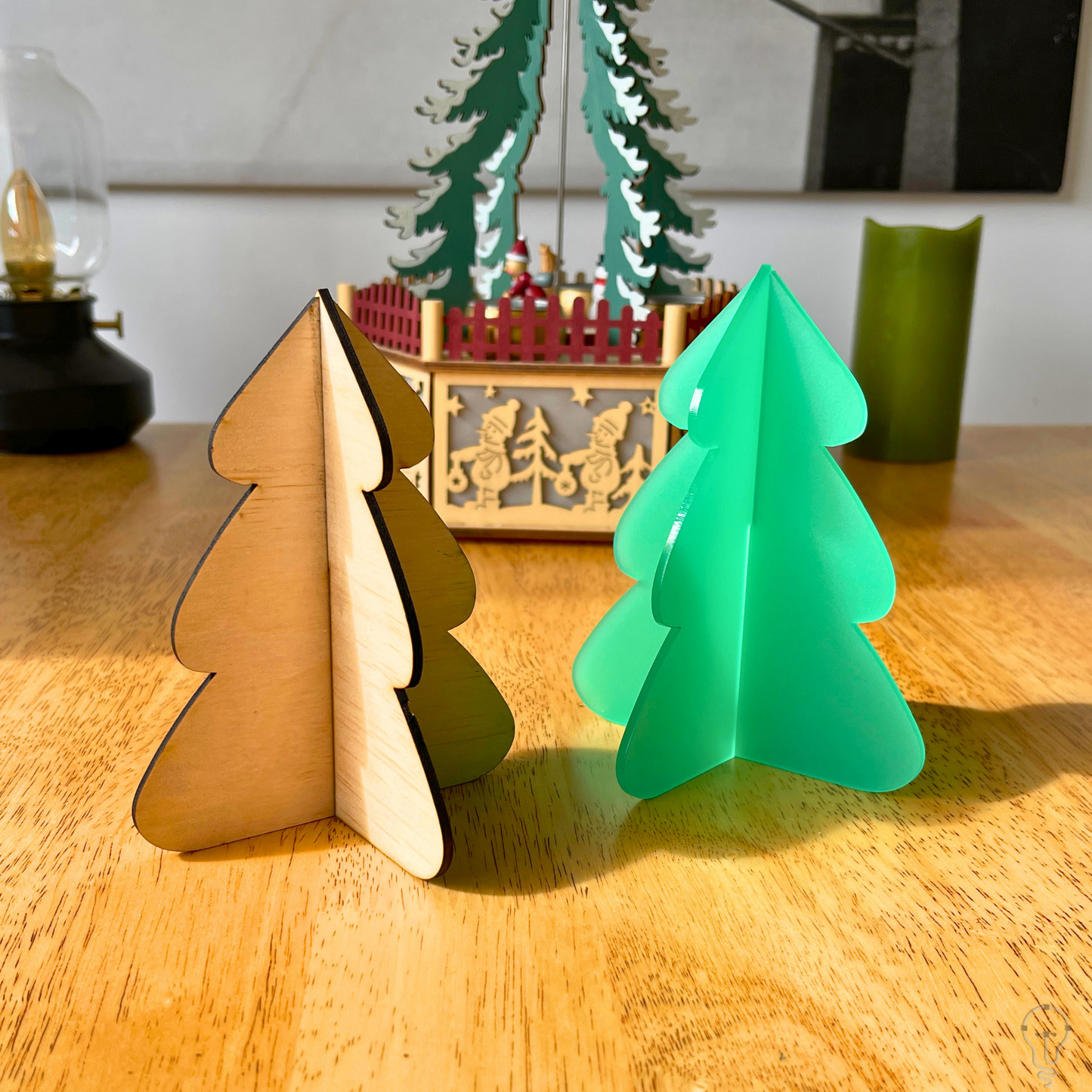 A beautifully designed laser-cut Christmas tree decoration, perfect for adding festive charm to your table, window sill, or mantel.