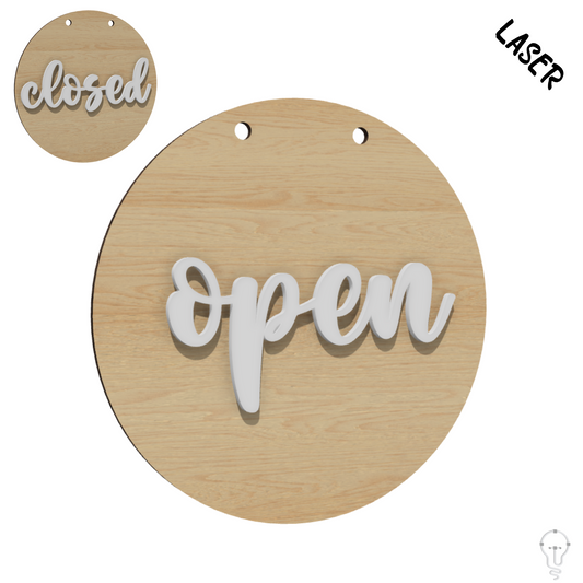 Wall Hanging Open Closed Sign Laser Cut File | 15cm 5.91in SVG Business Sign Decor - DXF pdf Acrylic Wood Template - Opening hours