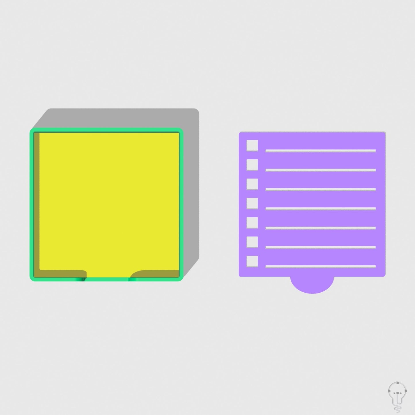 Post-it case and To Do List stencil set template STL Files for 3D Printing