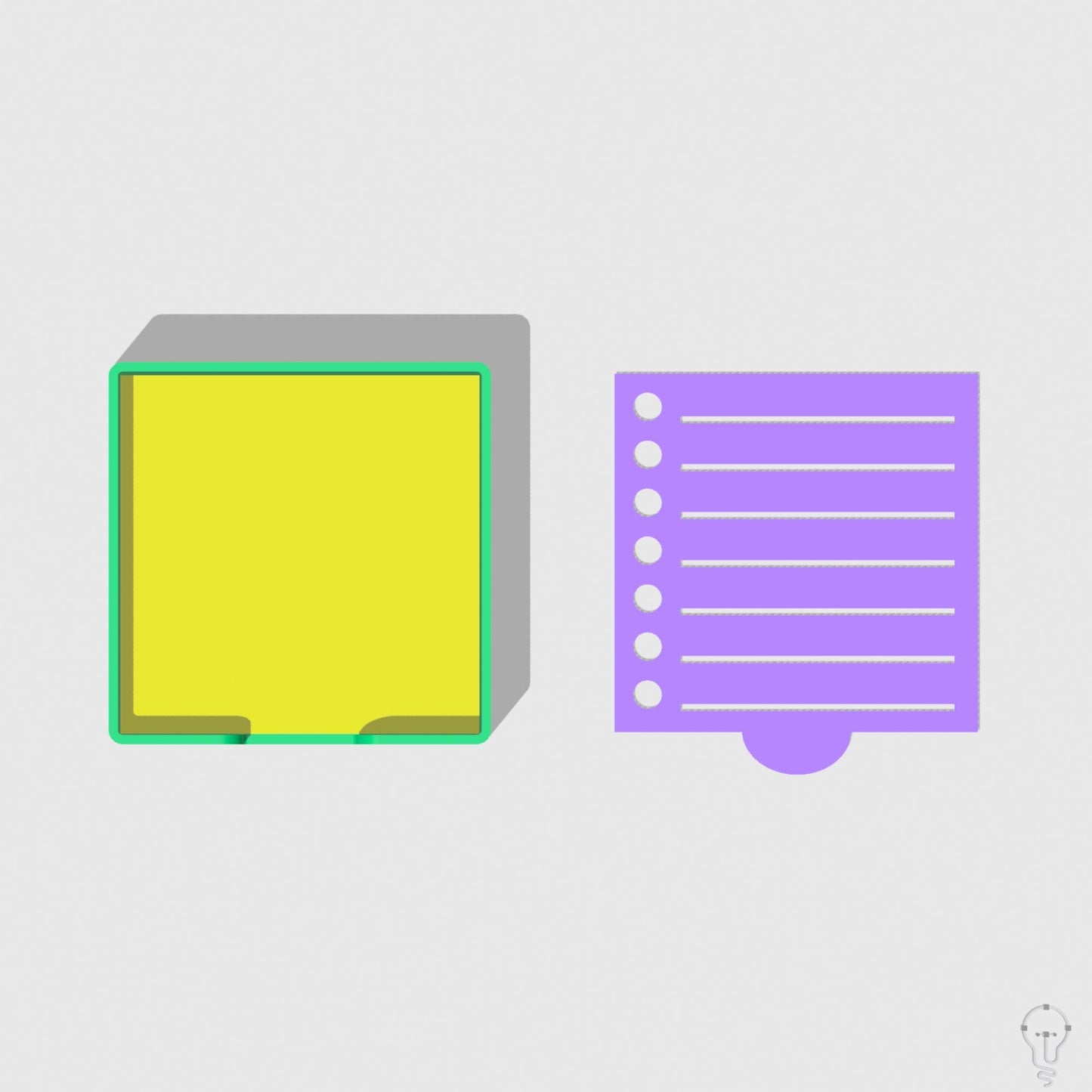 Post-it case and To Do List stencil set template STL Files for 3D Printing